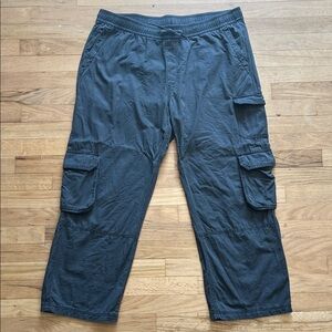 Old Navy Dark Gray Drawstring Mid-Rise Wide-Leg Cargo Pants